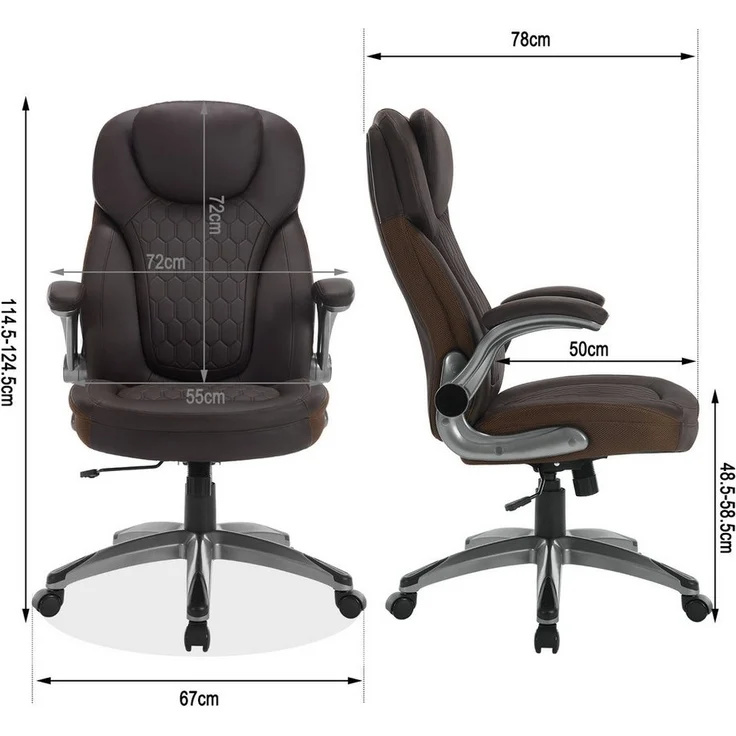 Woltu Bürostuhl (1 St), Chefsessel mit Kopfstütze Armlehnen, Kunstleder – Bild 2