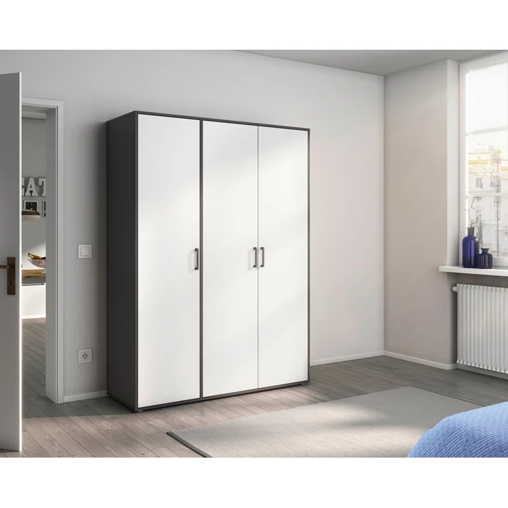 Rauch Möbel 'Voyager' Kleiderschrank, Holz, Weiß | Grau Metallic, Zubehör Premium, Breite 140 cm | ohne Schubladen – Bild 2