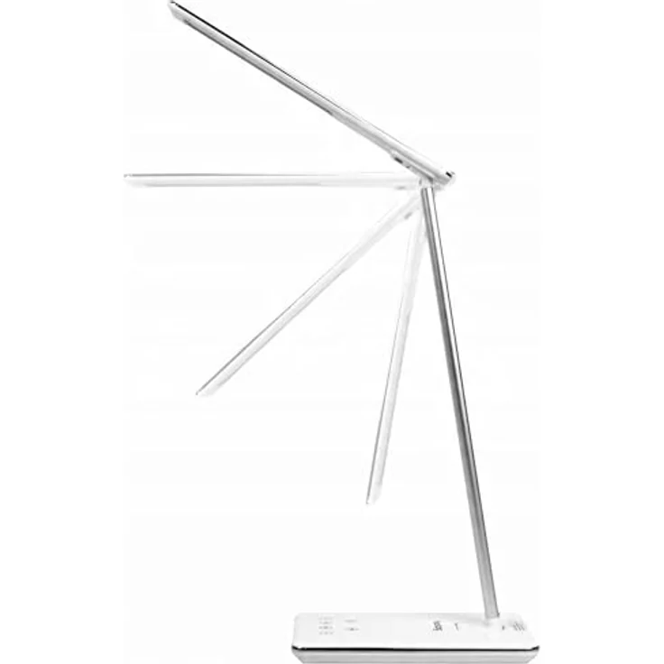 Huslog Schreibtischlampe mit Induktionsladegerät, verstellbarer Arm, 3 Lichtfarben, 5 Helligkeitseinstellungen, Weiß – Bild 4
