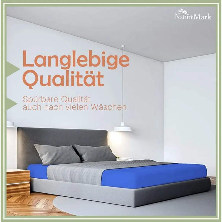 NatureMark Spannbettlaken Mikrofaser Spannbetttuch, Polyester, Gummizug: rundum, viele Größen und Farben Markenware, 90x200cm, Royal blau – Bild 4