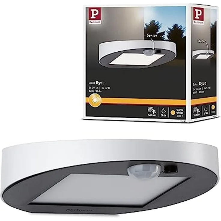 Paulmann No. 94247 Outdoor Solar Wandleuchte Ryse mit Bewegungsmelder Weiß