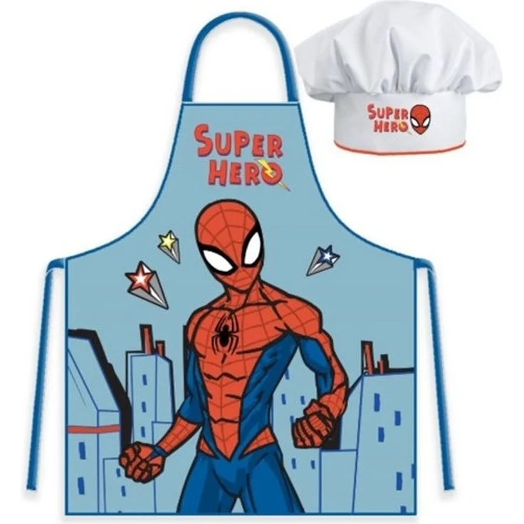 Spiderman Kochschürze Spiderman Kinder Küchenset Schürze und Mütze – Bild 2