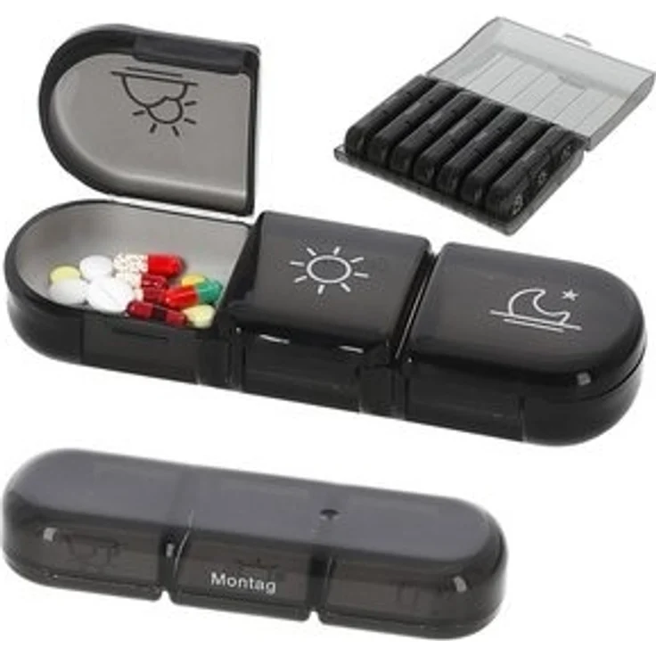 CEPEWA Pillendose Pillenbox 7 Tage Kunststoff 12x4x16cm Wochentag Tageszeit Einzelfächer – Bild 6