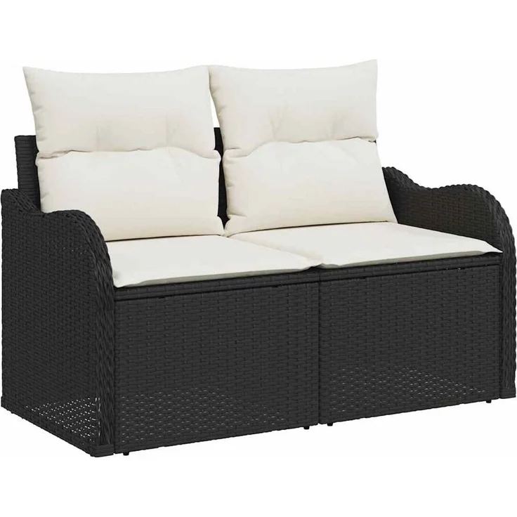 vidaXL Gartensofa-set mit Speicher 4 pcs Schwarz Poly-Rattan 3354346 – Bild 3
