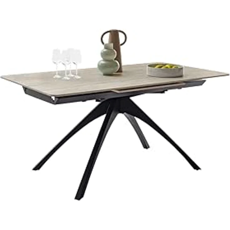 CERRITO Auszugstisch - Beige-marmoriert / Schwarz-matt-lackiert – Bild 7