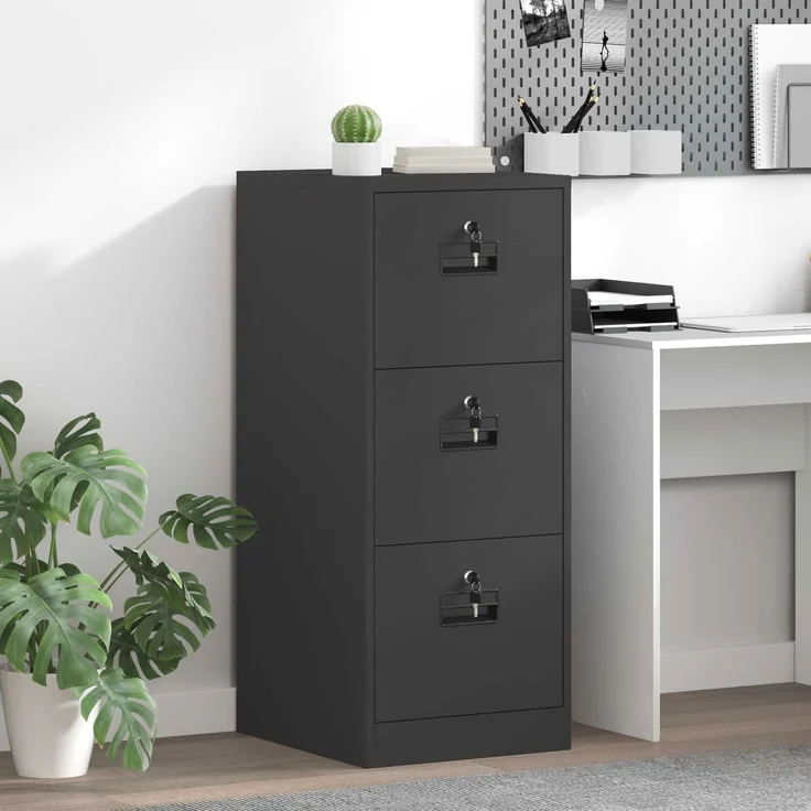 vidaXL Aktenschrank Schwarz 44 x 50 x 106,5 cm Kaltgewalzter Stahl 891598 – Bild 1