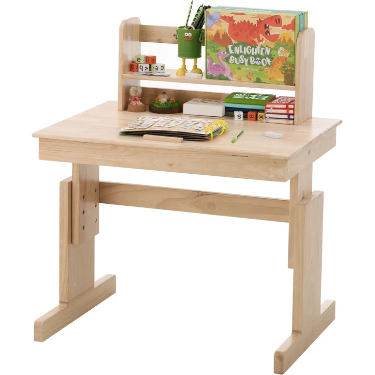 ZUBALIYA klappbare Tischplatte / Kindertisch, mit sicherheitszertifiziert und buchstütze, fürs Kinderzimmer, Massivholz, Samt, Natur – Bild 13