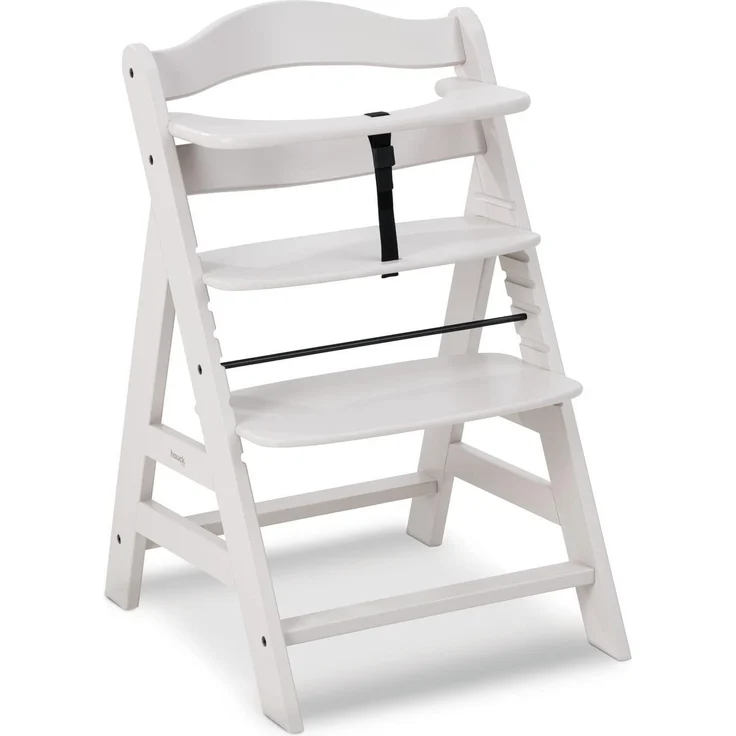 Hauck Kinder Hochstuhl Alpha+ - Mitwachsender Holz Babystuhl (FSC zertifiziert), Kinderhochstuhl ab 6 Monate, verstellbar, mit Schutzbügel, Schrittgurt und 5-Punkt-Gurt - Creme – Bild 2