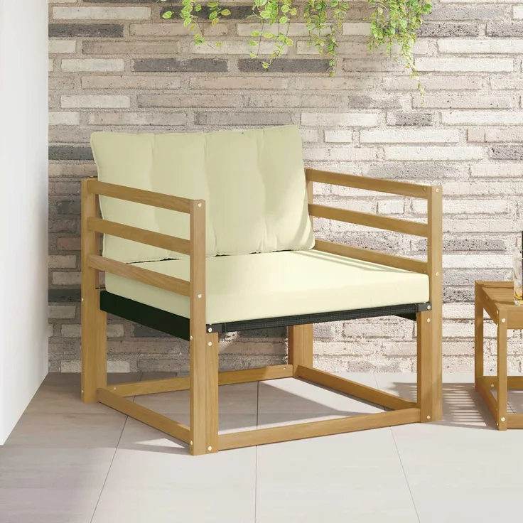 vidaXL Outdoor-Sofagarnitur Massives Akazienholz und Textilene Weiß 3439052