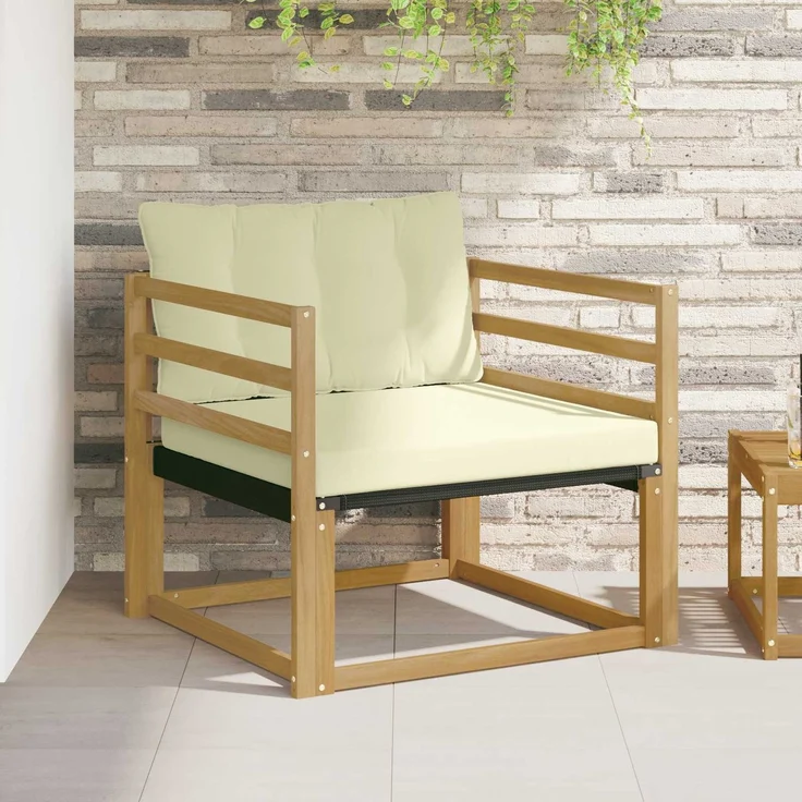 vidaXL Outdoor-Sofagarnitur Massives Akazienholz und Textilene Weiß 3439052 – Bild 1