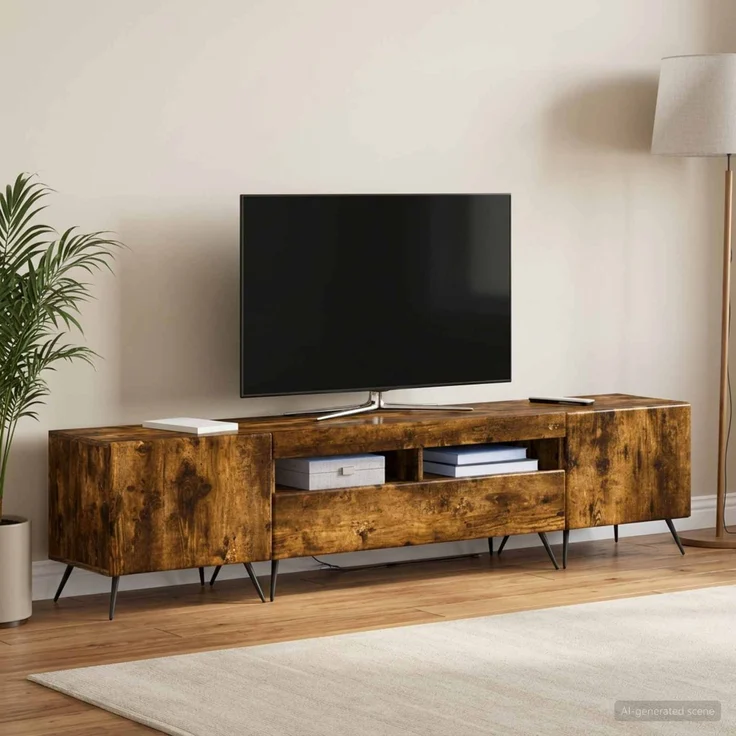 vidaXL LED-TV-Schrank BREDA 3 stk. Raucheiche Holzwerkstoff 3416926 – Bild 1