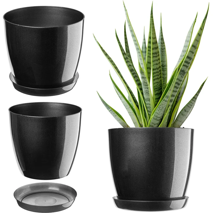 KADAX Blumentopf mit Ständer, Kunststoffabdeckung, 23 cm Graphit-Blumentopf für Blumen – Bild 1