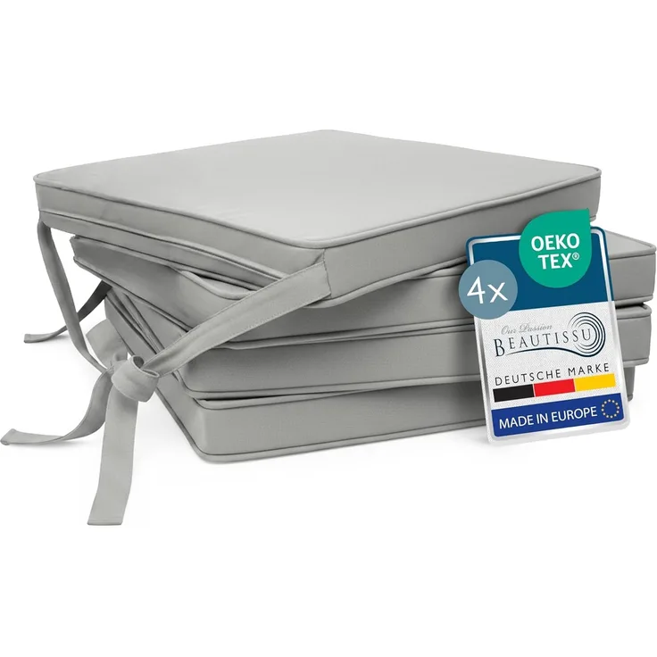4er Set Beautissu Stuhlkissen Loft SK Hellgrau