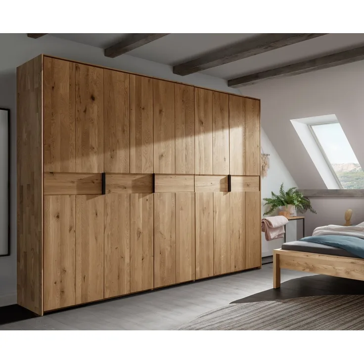Home affaire Drehtürenschrank Huven, Kleiderschrank, viel Stauraum, Aufbewahrung Massiv Eiche, unterschiedliche Schrankbreiten erhältlich "218cm Hoch"