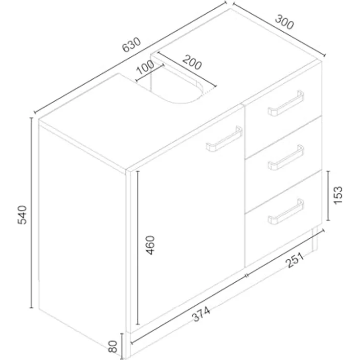 Stabilo Sanitär Waschbeckenunterschrank Waschbeckenunterschrank "Knut" polarweiß matt 3 Schubladen 63x30x54cm matt mit 3 Schubladen – Bild 2