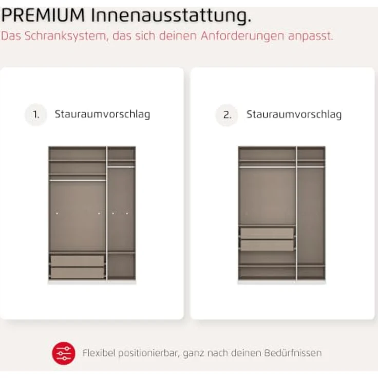Rauch Möbel LUNIK, Kleiderschrank, Farbe Beige, Breite 136 cm | Schrank mit patentiertem Schnellmontagesystem, 3-türig, Push-to-open-Funktion, Zubehör Premium, Schlafzimmer, Garderobe – Bild 7