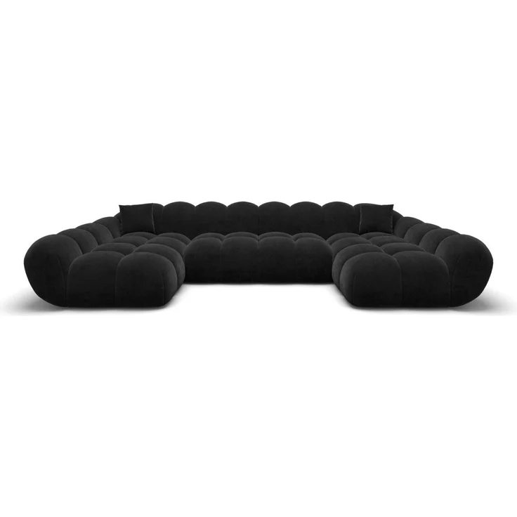 Sofa Dreams Loungesofa Maleron U Form Studio Design Couch, Stoff Wohnlandschaft, 6-Sitzer, Polster Sofa, Samtstoff Bezug Schwarz – Bild 3