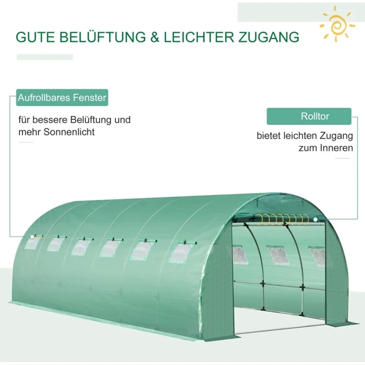 Wohnora-Gewächshausfolie 6x3x2m, wasserdicht Gartenfolie mit UV Schutz, Folie aus PE, Abdeckplane für Gartenarbeit Treibhaus Folientunnel, Tunnelfolie für Außenbereich, Pflanzen, Grün,H 200cm x T 600cm x B 300cm – Bild 2