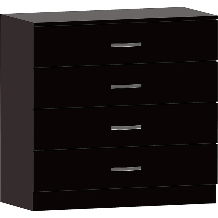 Vida Designs Kommode, schwarz, 4 Schubladen mit Metallgriffen und -schienen, einzigartige Schubladenunterstützung gegen Verbiegen, Schlafzimmer-Möbel Riano, 72 x 75 x 36 cm – Bild 1