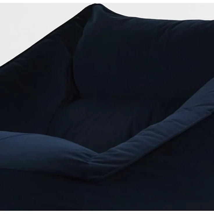 Icon Natalia Sitzsack Sessel mit Sitzpuff für Erwachsene, Dunkelblau, Flauschiger Samtstoff, Riesen Sitzsack Samt mit Füllung, Bean Bag Chair, Bequemer Sessel Wohnzimmer, Lounge, Schlafzimmer, Büro – Bild 7