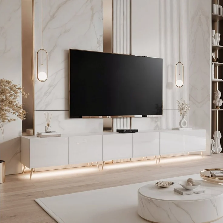 yourhouse24 Lowboard TV ANGEL 300 auf Füßen mit LED-Beleuchtung – Griffloses Design – Bild 3