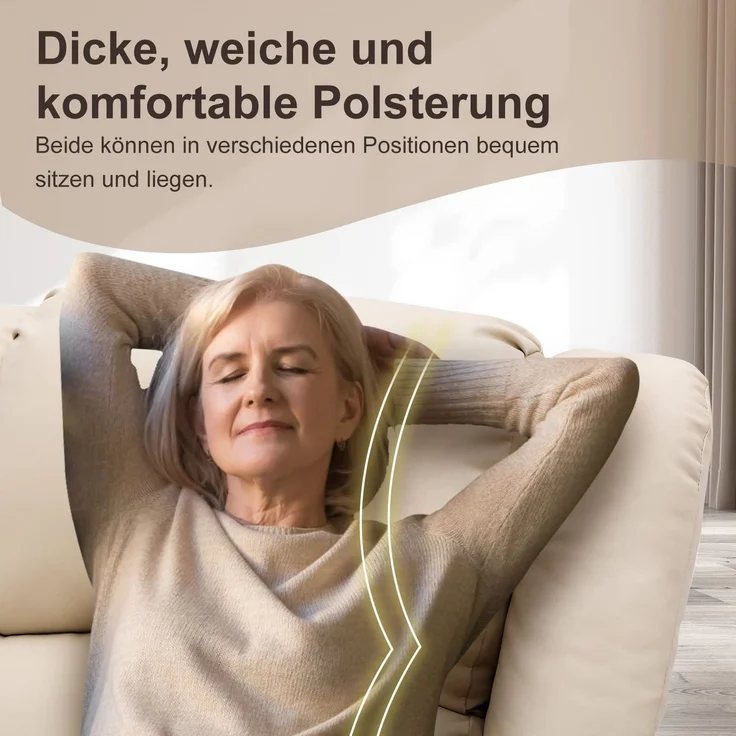 COMHOMA elektrischer Aufstehsessel, Relaxsessel Fernsehsessel Massagesessel mit Liegefunktion Sessel mit Aufstehhilfe Powerlift-Liegestuhl für ältere Menschen weiß – Bild 5