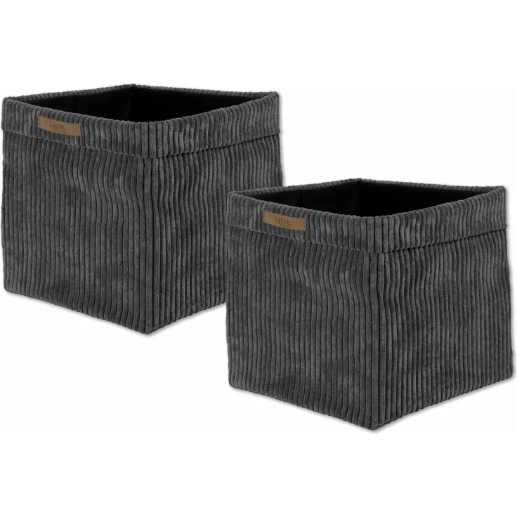 Lycce faltbare Aufbewahrungsbox, 2er Set - Cord, passend für Kallax Regal, abnehmbarer Bezug, robust, formstabil Grau 31x33x33cm – Bild 1