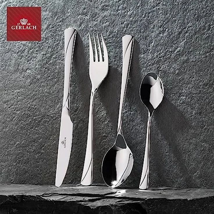 Mondex Besteckset Valor, 68-teilig, Silber, rostfreier Edelstahl, spülmaschinenfest, für 12 Personen – Bild 6