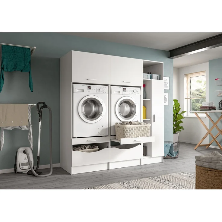Waschmaschienenumbau Set (B/H/T: 183x195x68 cm) in weiß Nachbildung – Bild 5