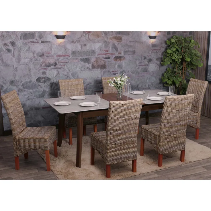 6er-Set Esszimmerstuhl Korbstuhl Stuhl M44, Kubu-Rattan ~ ohne Sitzkissen