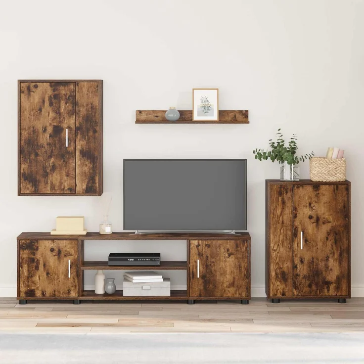 vidaXL TV-Schrankset 140 x 40 x 33 cm Geräucherte Eiche 3397900 – Bild 1