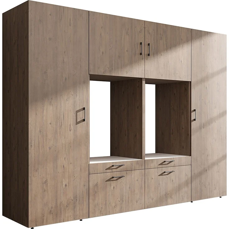 Roomart Waschmaschinenschrank SERIE-III Schrankwand 254 cm – 2 Geräte, Soft-Close | • Eiche – Bild 11