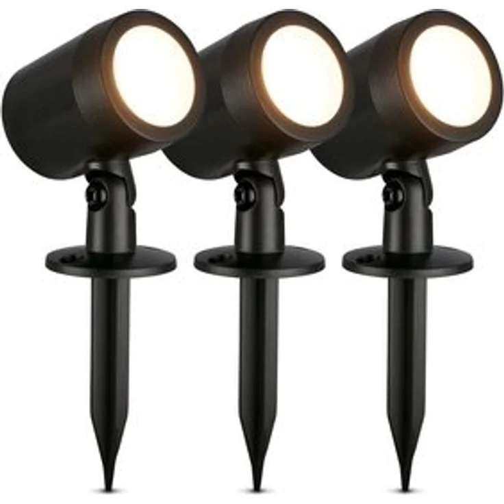 BRILONER - 3er Set LED Strahler Außen mit Stecker, Spritzwasserschutz, warmweiße Lichtfarbe, Außenlampe, Gartenbeleuchtung, Gartenlampen für draußen, Pflanzenlampe, 18x5 cm, Schwarz – Bild 6