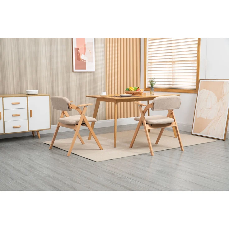 HOMEFUN Klappstühle mit Armlehnen, stapelbare Holzstühle mit gepolsterten Sitzen, 2er-Set, ideal für Gäste, Küche, Büro, Hochzeiten und Partys, Khaki, 52,5 x 60 x 79 cm, YOUDENOVA – Bild 3