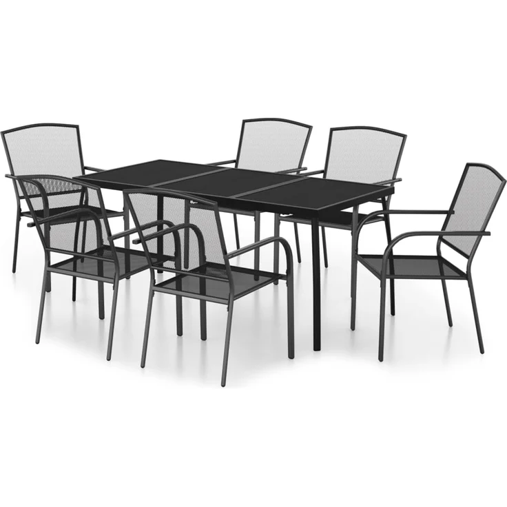 vidaXL 7-tlg. Garten-Essgruppe Anthrazit Stahl 3187971 – Bild 1