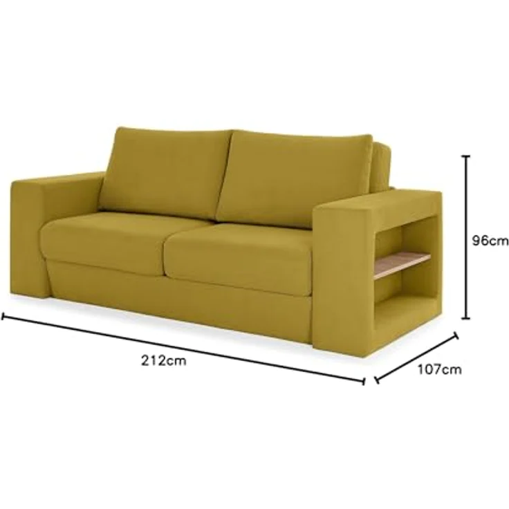 LOOKS by Wolfgang Joop Looks V-2 Designer Sofa mit Hockern und Regal, 2 Sitzer Couch, Funktionssofa, gelb, Sitzbreite 160 cm – Bild 4