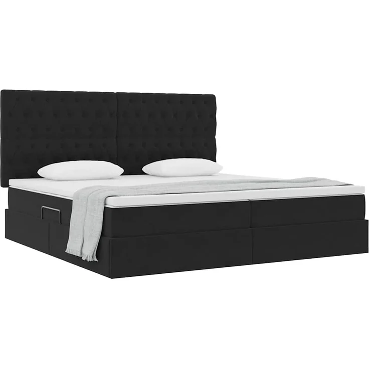 vidaXL Aufbewahrungsbett mit Matratze Schwarz 200 x 200 cm Samt 3372113 – Bild 3
