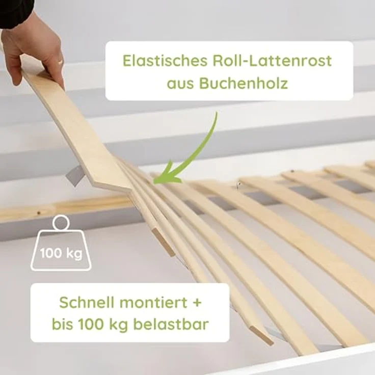 Kids Collective Kinderbett Hochbett Etagenbett 80x180, 90x190, 90x200 cm, mit 2 Schubladen, 90x190 cm von 4. bis 18. Lebensjahr, Weiß, mit 2 Matratzen – Bild 8