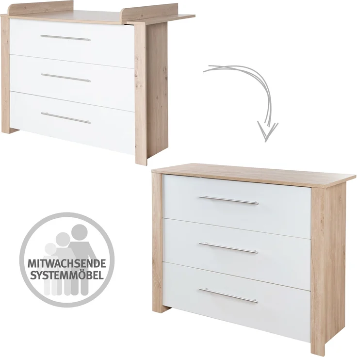 roba Wickelkommode 'Malo' breit - inkl. Wickelansatz - 3 Schubladen - Weiß – Bild 10