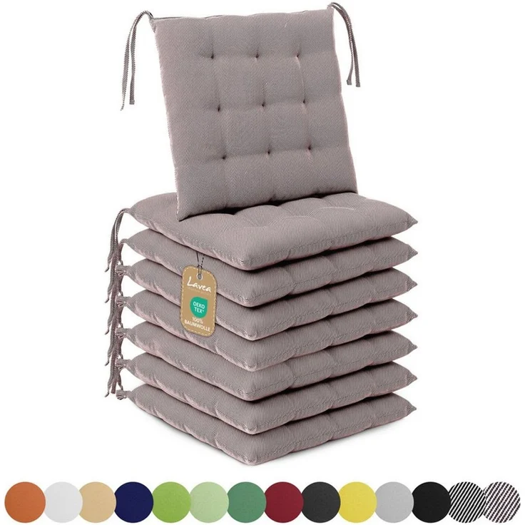 Lavea Stuhlkissen Lavea® Sitzkissen & Stuhlkissen 40x40 cm – 4er/8er Set, 40x40x3 cm, mit Stoffbändern, Indoor & Outdoor, für Garten & Balkon – Bild 1