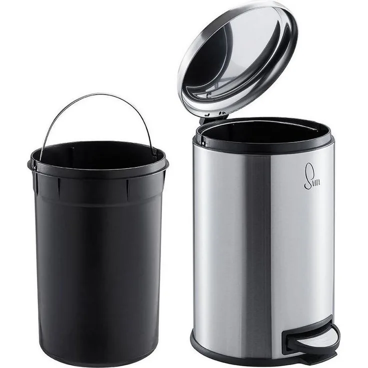 SVITA T30 Mülleimer 30Liter Edelstahl Treteimer Abfalleimer Mülltonne Silber