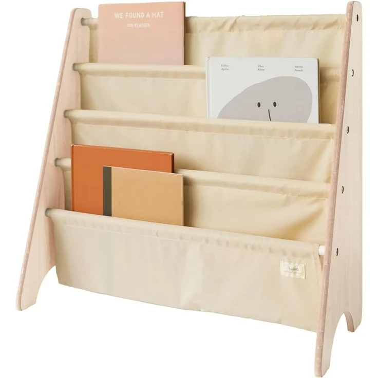 3 Sprouts Kinder Bücherregal aus Holz – Montessori Regal für Kinderzimmer - Beige