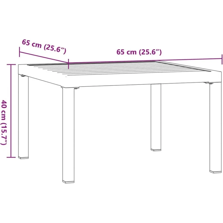vidaXL Garten-Couchtisch Schwarz 65x65x40 cm Aluminium 4008573 – Bild 6