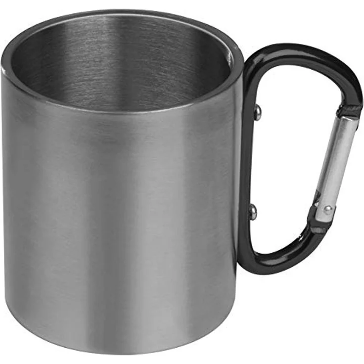 Macma Tasse Doppelwandige Tasse aus Edelstahl mit Karabinerhaken / Farbe: silber-s – Bild 1