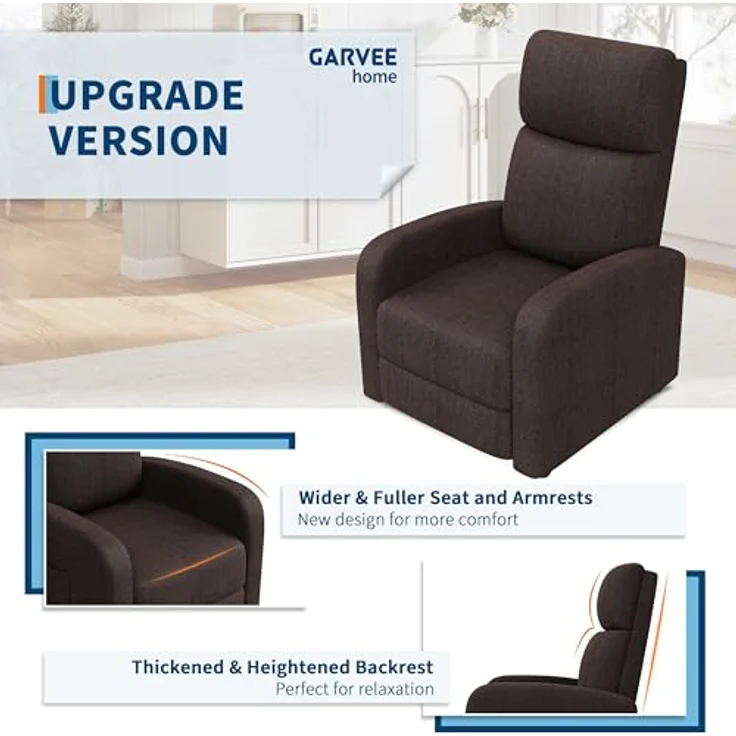 GarveeHome Relaxsessel Fernsehsessel Ruhesessel Liegesessel mit Liege-Funktion Polstersessel Leinen verstellbar Einzelliegesessel Wohnzimmer Schlafzimmer Heimkino – Bild 7