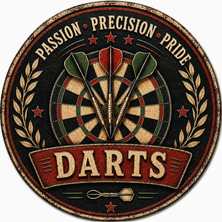AstraDesign Blechschild Rund 30cm - Dartscheibe Darts Retro Sport Deko für Dartfans – Metall – Mehrfarbig – RD0006