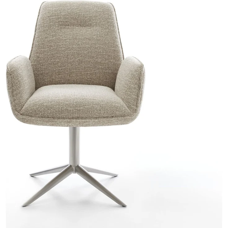 Drehstuhl Zoa-Flex Webstoff Soft Beige Fußkreuz Edelstahl 360° drehbar Wippfunktion Taschenfederkern – Bild 2