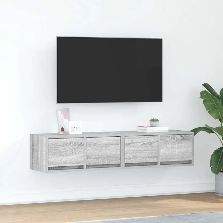2 pcs TV-Schrank, Lowboard Grau Sonoma 60x31x25,5 cm Holzwerkstoff