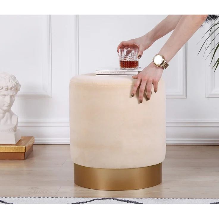 Hanah Home 'Memfis - Cream' Pouffe, Creme, 40 x 45 x 40 cm – Bild 3