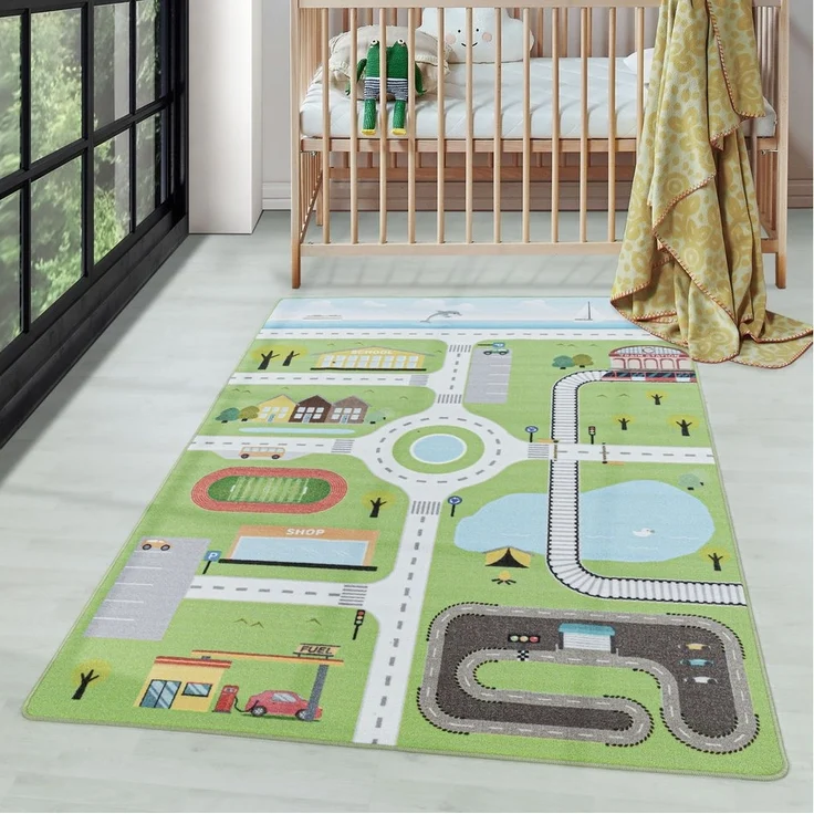 Carpettex Kinderteppich Straßenteppich, Rechteckig, Höhe: 7 mm, Kinderteppich Straßenteppich Teppich Kinderzimmer Rutschfest Waschbar – Bild 1